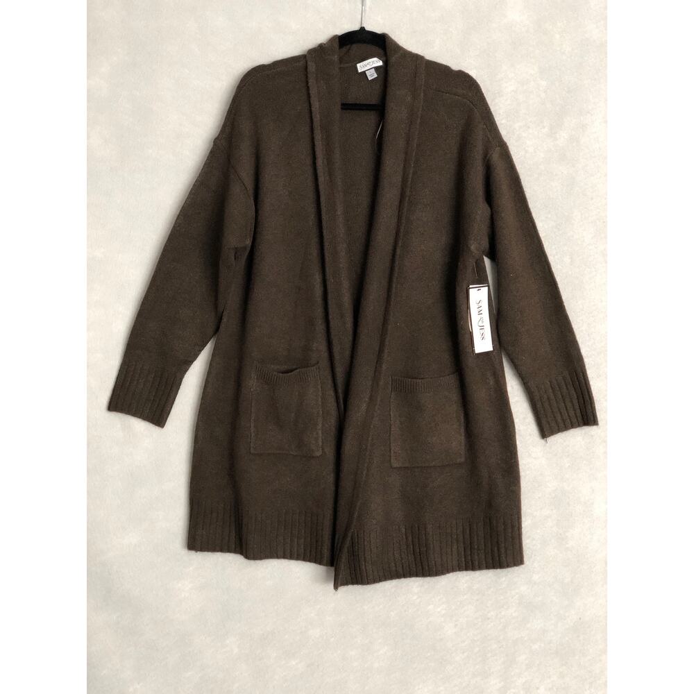 Sam and Jess Cardigan Women's Size Large Open Front Brown NEW